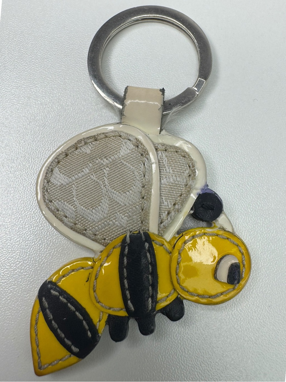 Coach Y2K Patent Leather Bumblebee Bumble Bee Fob Keychain - Picture 5 of 13